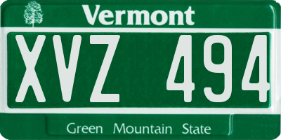 VT license plate XVZ494