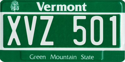 VT license plate XVZ501