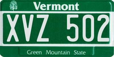 VT license plate XVZ502
