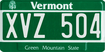 VT license plate XVZ504