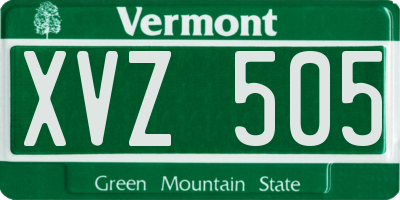 VT license plate XVZ505