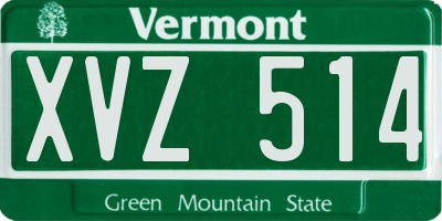 VT license plate XVZ514