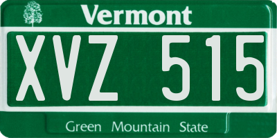 VT license plate XVZ515