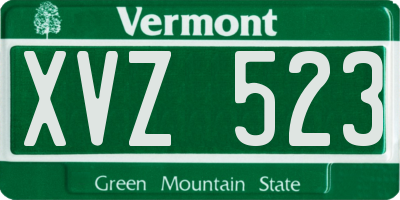VT license plate XVZ523