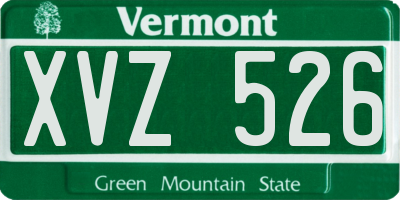 VT license plate XVZ526