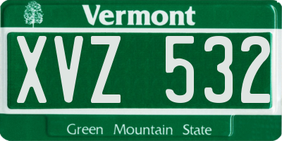 VT license plate XVZ532