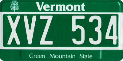 VT license plate XVZ534