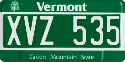 VT license plate XVZ535