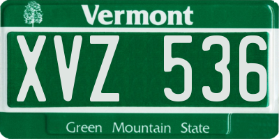 VT license plate XVZ536