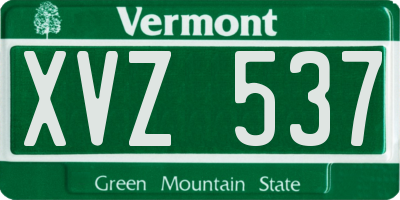 VT license plate XVZ537