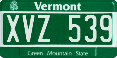 VT license plate XVZ539