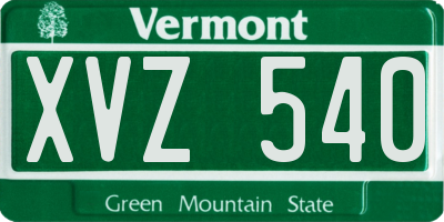 VT license plate XVZ540