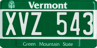 VT license plate XVZ543