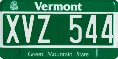 VT license plate XVZ544