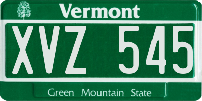 VT license plate XVZ545