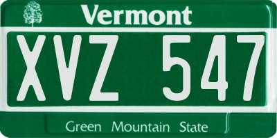 VT license plate XVZ547