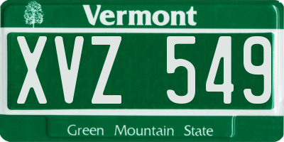 VT license plate XVZ549