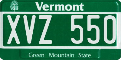 VT license plate XVZ550