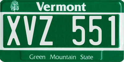 VT license plate XVZ551