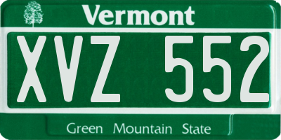 VT license plate XVZ552