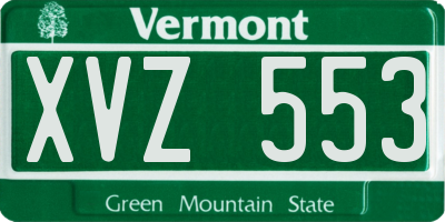 VT license plate XVZ553