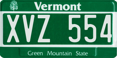 VT license plate XVZ554