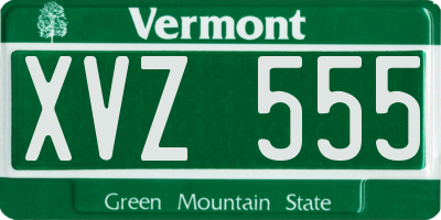 VT license plate XVZ555