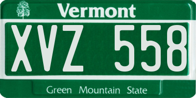 VT license plate XVZ558
