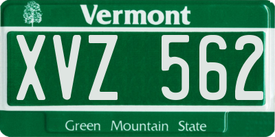 VT license plate XVZ562
