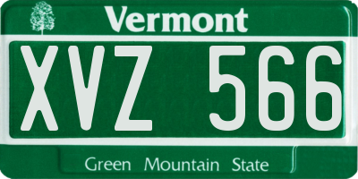 VT license plate XVZ566