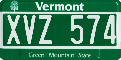 VT license plate XVZ574