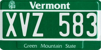 VT license plate XVZ583