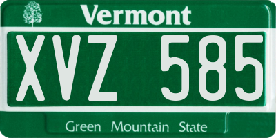 VT license plate XVZ585