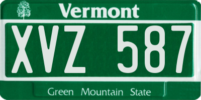 VT license plate XVZ587