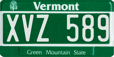 VT license plate XVZ589