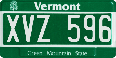 VT license plate XVZ596