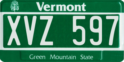 VT license plate XVZ597
