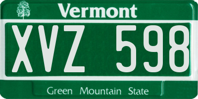 VT license plate XVZ598