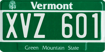 VT license plate XVZ601