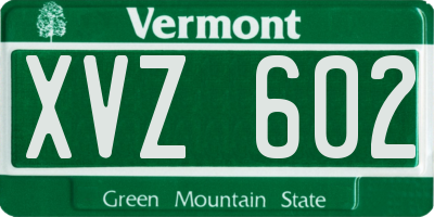 VT license plate XVZ602