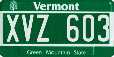 VT license plate XVZ603