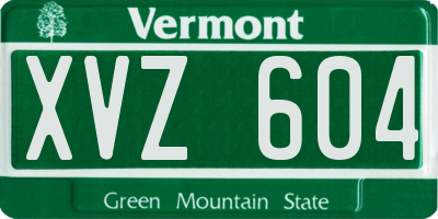 VT license plate XVZ604
