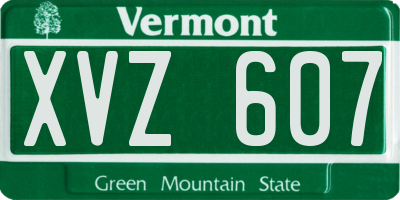 VT license plate XVZ607