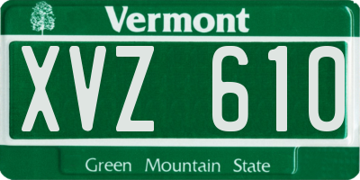 VT license plate XVZ610