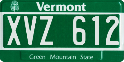VT license plate XVZ612
