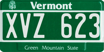 VT license plate XVZ623