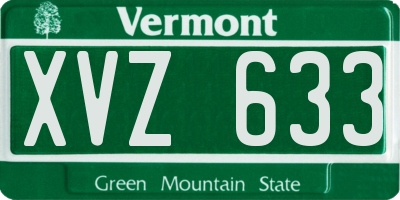 VT license plate XVZ633