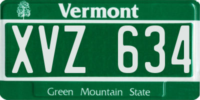 VT license plate XVZ634