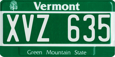 VT license plate XVZ635