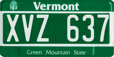 VT license plate XVZ637